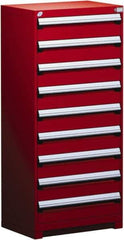 Rousseau Metal - 9 Drawer, Modular Storage Cabinet - Steel, 36" Wide x 18" Deep x 60" High, Flame Red - Industrial Tool & Supply
