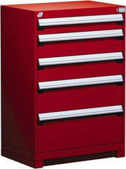Rousseau Metal - 5 Drawer, Modular Storage Cabinet - Steel, 36" Wide x 24" Deep x 40" High, Flame Red - Industrial Tool & Supply