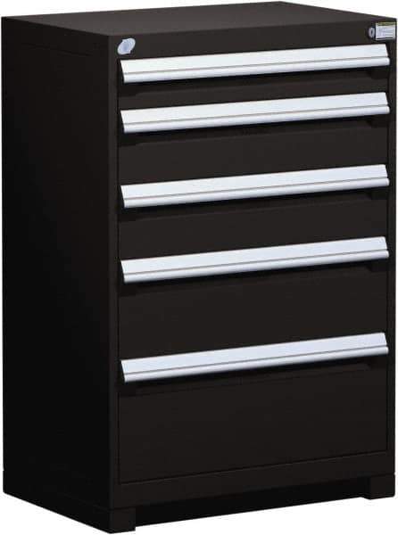 Rousseau Metal - 5 Drawer, Modular Storage Cabinet - Steel, 36" Wide x 18" Deep x 40" High, Black - Industrial Tool & Supply