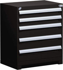 Rousseau Metal - 5 Drawer, Modular Storage Cabinet - Steel, 36" Wide x 24" Deep x 32" High, Black - Industrial Tool & Supply