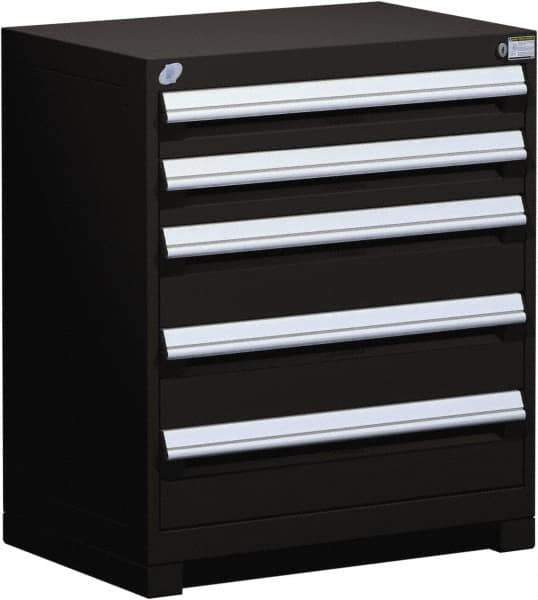 Rousseau Metal - 5 Drawer, Modular Storage Cabinet - Steel, 36" Wide x 18" Deep x 32" High, Black - Industrial Tool & Supply