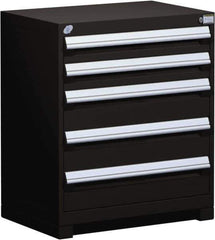 Rousseau Metal - 5 Drawer, Modular Storage Cabinet - Steel, 36" Wide x 18" Deep x 32" High, Black - Industrial Tool & Supply