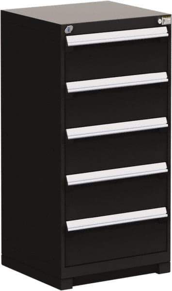 Rousseau Metal - 5 Drawer, Modular Storage Cabinet - Steel, 30" Wide x 27" Deep x 46" High, Black - Industrial Tool & Supply