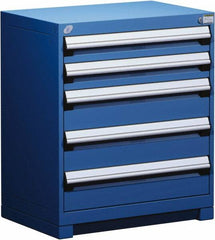 Rousseau Metal - 5 Drawer, Modular Storage Cabinet - Steel, 36" Wide x 18" Deep x 32" High, Avalanche Blue - Industrial Tool & Supply