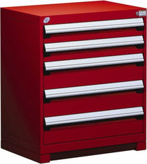 Rousseau Metal - 5 Drawer, Modular Storage Cabinet - Steel, 36" Wide x 24" Deep x 32" High, Flame Red - Industrial Tool & Supply