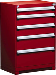 Rousseau Metal - 5 Drawer, Modular Storage Cabinet - Steel, 36" Wide x 18" Deep x 40" High, Flame Red - Industrial Tool & Supply
