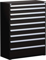 Rousseau Metal - 9 Drawer, Modular Storage Cabinet - Steel, 60" Wide x 24" Deep x 60" High, Black - Industrial Tool & Supply