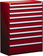 Rousseau Metal - 9 Drawer, Modular Storage Cabinet - Steel, 60" Wide x 24" Deep x 60" High, Flame Red - Industrial Tool & Supply
