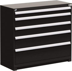 Rousseau Metal - 5 Drawer, Modular Storage Cabinet - Steel, 60" Wide x 24" Deep x 40" High, Black - Industrial Tool & Supply
