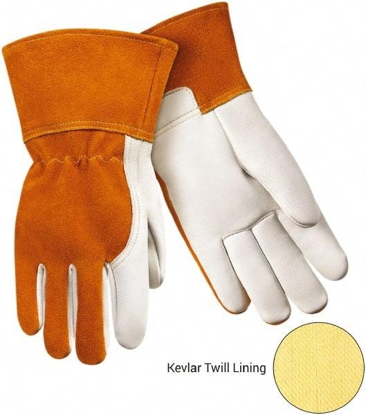 Steiner - Size XL Kevlar Lined Cowhide Welding Glove - Gauntlet Cuff, Straight Thumb, For MIG - Industrial Tool & Supply