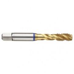 8-32 3B 3-Flute Cobalt Blue Ring Semi-Bottoming 40 degree Spiral Flute Tap-TiN - Industrial Tool & Supply