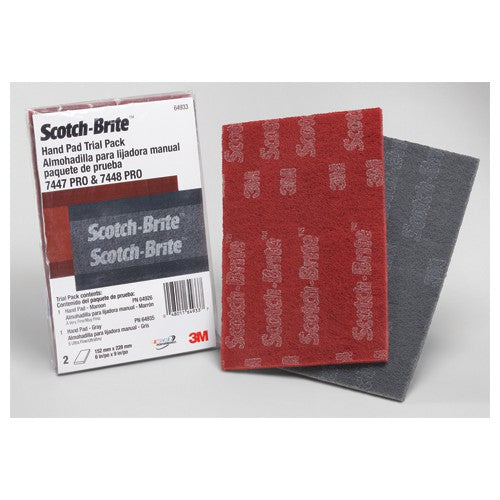 ‎Scotch-Brite PRO Hand Pad 64933 Multi Pack 1 - 6″ × 9″ pad 7447 PRO and 1 - 6″ × 9″ pad 7448 PRO per bag - Industrial Tool & Supply