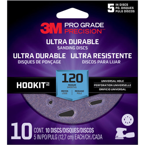 ‎3M Pro Grade Precision Ultra Durable Universal Hole Sanding Disc DUH5120TRI-10I 5″ UH 120 - Exact Industrial Supply