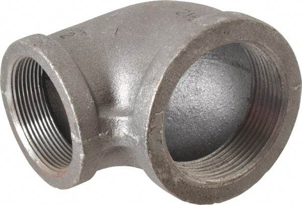 Made in USA - Size 2-1/2 x 2", Class 150, Malleable Iron Black Pipe 90° Elbow - 300 psi, Threaded End Connection - Industrial Tool & Supply