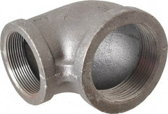 Made in USA - Size 2-1/2 x 2", Class 150, Malleable Iron Black Pipe 90° Elbow - 300 psi, Threaded End Connection - Industrial Tool & Supply