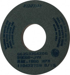 Norton - 14" Diam x 5" Hole x 1" Thick, J Hardness, 60 Grit Surface Grinding Wheel - Silicon Carbide, Type 1, Medium Grade, 1,800 Max RPM, Vitrified Bond, No Recess - Industrial Tool & Supply