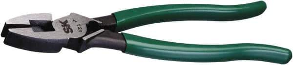 SK - 8-3/4" OAL, 2-3/4" Jaw Length, Side Cutting Flared Tip Pliers - Cutter Jaw, Vinyl Coated Handles - Industrial Tool & Supply