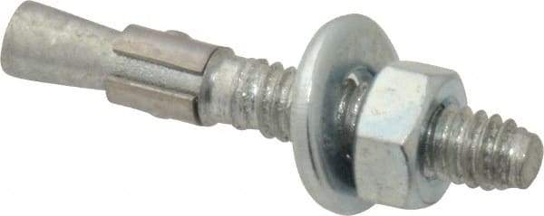 Red Head - 1/4" Diam, 1/4-20, 1-3/4" OAL, Grade 3, Wedge Expansion Concrete Anchor - Steel, Zinc Plated, 3/4" Thread Length, Tie Wire Head, 1/4" Drill - Industrial Tool & Supply