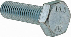 Value Collection - M10x1.50mm Metric Coarse, 35mm Length Under Head Hex Head Cap Screw - Partially Threaded, Grade 10.9 Alloy Steel, Zinc-Plated Finish, 16mm Hex - Industrial Tool & Supply