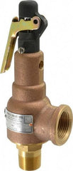 Midwest Control - 3/4" Inlet, 1" Outlet, ASME Safety Relief Valve - 150 Max psi, Bronze, 625 Cubic' per Min - Industrial Tool & Supply