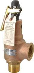Midwest Control - 1-1/4" Inlet, 1-1/2" Outlet, ASME Safety Relief Valve - 150 Max psi, Bronze, 1,602 Cubic' per Min - Industrial Tool & Supply