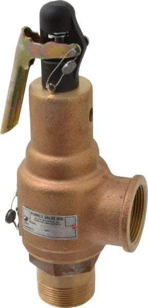 Midwest Control - 1-1/2" Inlet, 1-1/2" Outlet, ASME Safety Relief Valve - 125 Max psi, Bronze, 1,357 Cubic' per Min - Industrial Tool & Supply