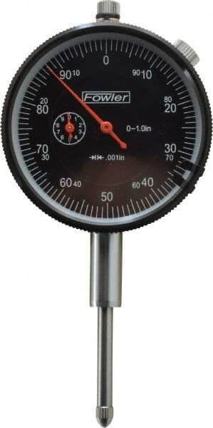 Fowler - 1" Range, 0-100 (Continuous), 0-50-0 (Balanced) Dial Reading, 0.001" Graduation Dial Drop Indicator - 2-1/4" Dial, 1mm Range per Revolution, Revolution Counter - Industrial Tool & Supply