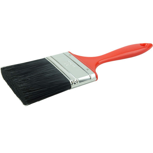 3″ Industrial Varnish Brush, Black Polyester, 2-1/4″ Trim Length, Red Plastic Handle - Industrial Tool & Supply