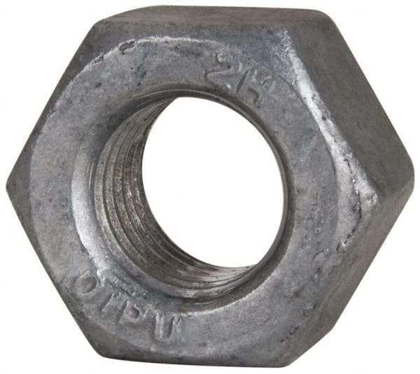 Value Collection - 3/4-10 UNC Steel Right Hand Heavy Hex Nut - 1-1/4" Across Flats, 47/64" High, Hot Dipped Galvanized Finish - Industrial Tool & Supply