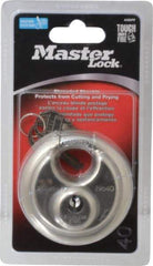 Master Lock - 3/4" Shackle Clearance, Keyed Different Shielded Shackle Disk Lock Padlock - 3/8" Shackle Diam, Stainless Steel - Industrial Tool & Supply