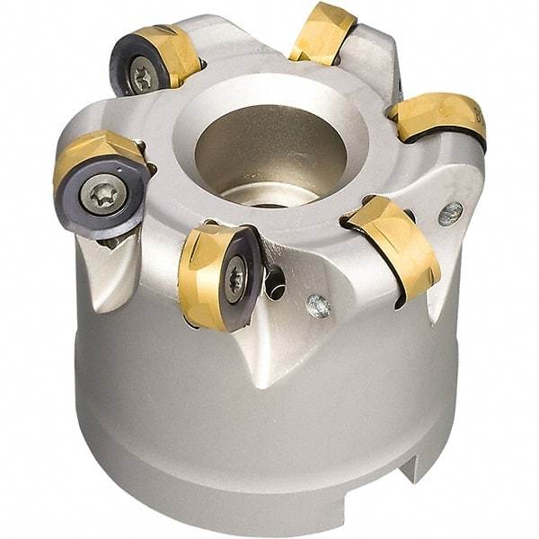 Iscar - 2-1/2" Cut Diam, 0.34" Max Depth, 1" Arbor Hole, 7 Inserts, H400 RNHU Insert Style, Indexable Copy Face Mill - H400 FR-12 Cutter Style, 1.97" High, Through Coolant, Series Helido - Industrial Tool & Supply