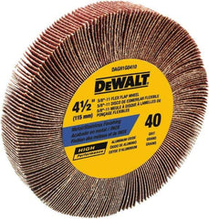 DeWALT - 4-1/2" Diam, 40 Grit Aluminum Oxide Unmounted Flap Wheel - 5/8-11 Thread, 1-1/8" Wide, Coated, Coarse Grade, 13,300 Max RPM - Industrial Tool & Supply