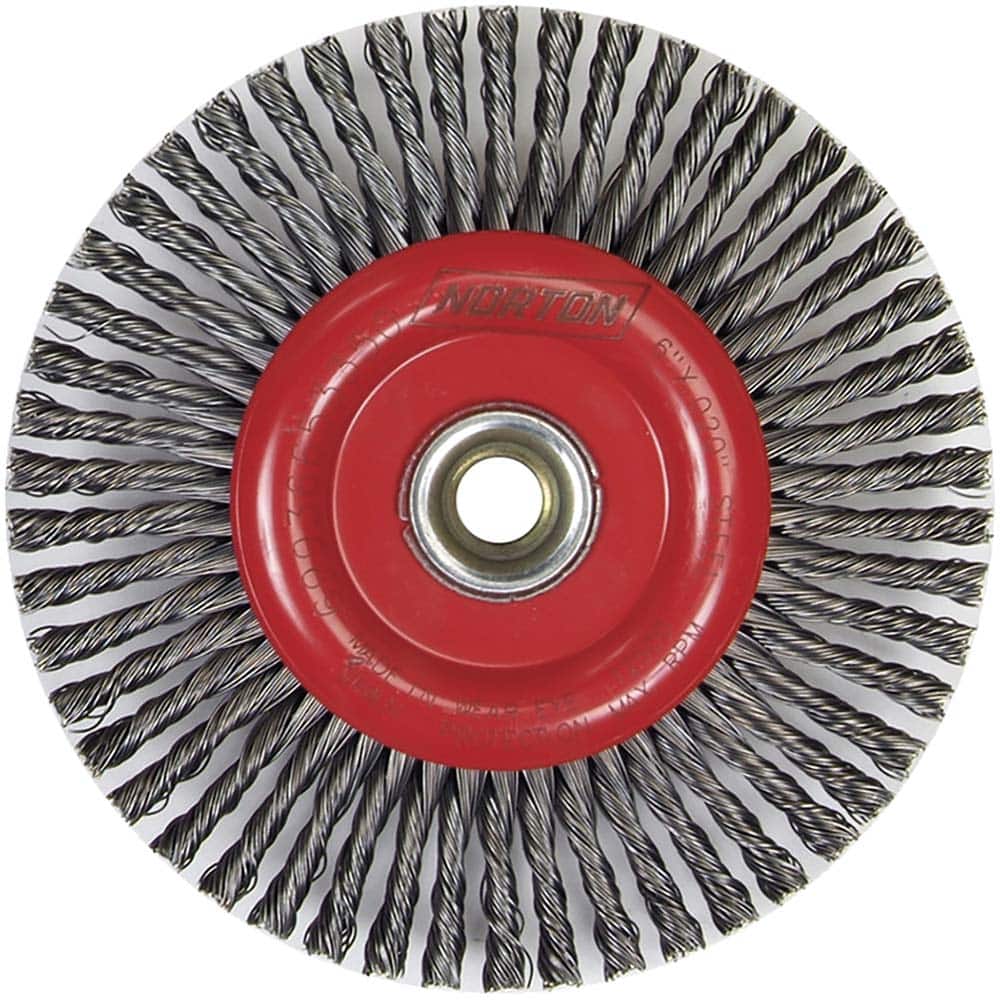 Norton - 6-7/8" OD, 5/8-11 Arbor Hole, Stringer Bead Carbon Wheel Brush - Industrial Tool & Supply