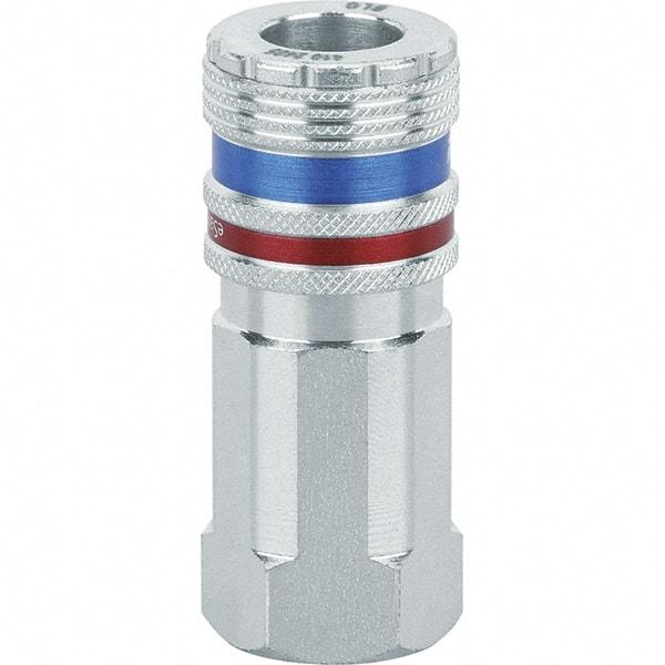 Dynabrade - Female NPT Pneumatic Hose Coupler - Steel/Brass, 3/8" Body Diam - Industrial Tool & Supply