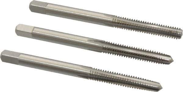 Cleveland - #8-32 UNC, 4 Flute, Bottoming, Plug & Taper, Bright Finish, High Speed Steel Tap Set - Right Hand Cut, 2-1/8" OAL, 0.38" Thread Length - Industrial Tool & Supply