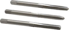 Cleveland - #8-32 UNC, 4 Flute, Bottoming, Plug & Taper, Bright Finish, High Speed Steel Tap Set - Right Hand Cut, 2-1/8" OAL, 0.38" Thread Length - Exact Industrial Supply