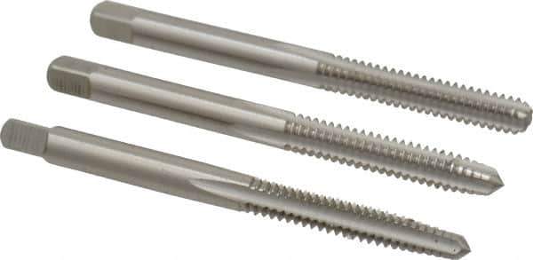 Cleveland - #10-24 UNC, 3 Flute, Bottoming, Plug & Taper, Bright Finish, High Speed Steel Tap Set - Right Hand Cut, 2-3/8" OAL, 1/2" Thread Length - Industrial Tool & Supply