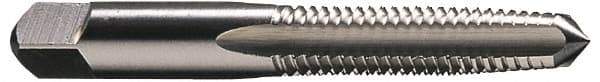 Hertel - 3/8-16 UNC 4 Flute Bright Finish High Speed Steel Straight Flute Standard Hand Tap - Taper, Right Hand Thread, 2-15/16" OAL, 1-1/4" Thread Length, H2 Limit - Exact Industrial Supply