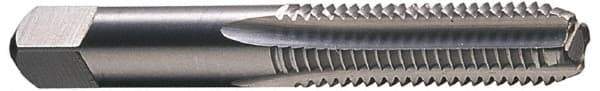 OSG - #4-36 UNS 3 Flute Bright Finish High Speed Steel Straight Flute Standard Hand Tap - Bottoming, Right Hand Thread, 1-13/16" OAL, 1/2" Thread Length, H2 Limit, Oversize - Exact Industrial Supply