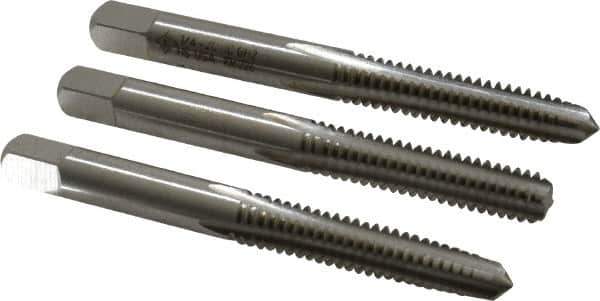 Cleveland - 1/4-20 UNC, 4 Flute, Bottoming, Plug & Taper, Bright Finish, High Speed Steel Tap Set - Right Hand Cut, 63.5mm OAL, 0.63" Thread Length - Industrial Tool & Supply