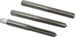 Cleveland - 1/4-28 UNF, 4 Flute, Bottoming, Plug & Taper, Bright Finish, High Speed Steel Tap Set - Right Hand Cut, 63.5mm OAL, 0.63" Thread Length - Industrial Tool & Supply