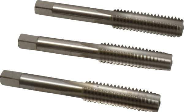 Cleveland - 7/16-14 UNC, 4 Flute, Bottoming, Plug & Taper, Bright Finish, High Speed Steel Tap Set - Right Hand Cut, 3-5/32" OAL, 0.88" Thread Length - Industrial Tool & Supply