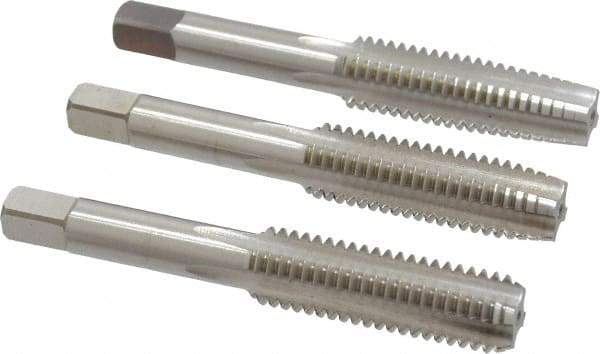 Cleveland - 1/2-13 UNC, 4 Flute, Bottoming, Plug & Taper, Bright Finish, High Speed Steel Tap Set - Right Hand Cut, 3-3/8" OAL, 0.94" Thread Length - Industrial Tool & Supply