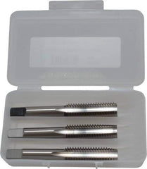 Cleveland - 9/16-12 UNC, 4 Flute, Bottoming, Plug & Taper, Bright Finish, High Speed Steel Tap Set - Right Hand Cut, 3-19/32" OAL, 1" Thread Length - Industrial Tool & Supply