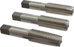 Cleveland - 1-8 UNC, 4 Flute, Bottoming, Plug & Taper, Bright Finish, High Speed Steel Tap Set - Right Hand Cut, 5-1/8" OAL, 2-1/2" Thread Length - Exact Industrial Supply