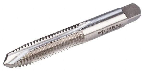 Cleveland - 3/8-24 UNF, 3 Flute, Bright Finish, High Speed Steel Spiral Point Tap - Plug Chamfer, Right Hand Thread, 2-15/16" OAL, 31.75mm Thread Length, 2B Class of Fit, Series 1011 - Exact Industrial Supply