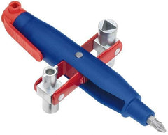 Knipex - 1 Piece Cabinet Key - 3 to 5mm Two-Way Key Bit Capacity, 5, 6, 8mm Square Capacity, 9mm Triangular Capacity - Industrial Tool & Supply