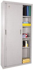 Sandusky Lee - 5 Shelf Sliding Door Storage Cabinet - Steel, 36" Wide x 18" Deep x 72" High, Light Gray - Industrial Tool & Supply