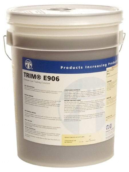 Master Fluid Solutions - Trim E906, 5 Gal Pail Cutting & Grinding Fluid - Water Soluble, For Gear Hobbing, Heavy-Duty Broaching, Machining, Surface/Pocket/Thread Milling - Industrial Tool & Supply