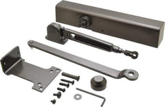 Falcon - Push & Pull Side Mount, Medium Duty Multi Size Hold Open Door Closer Full Cover Power Operated Damper - Nonhanded, Dark Bronze Finish - Industrial Tool & Supply
